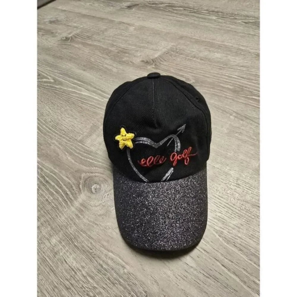 Elle Golf Women's Black Cap With Glitter Heart And Bill‎